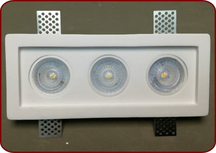 Faretto in gesso da incasso filomuro TRIO 003 Per Lamp. LED