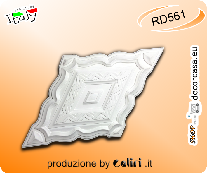 RD561 Rosone In Gesso a Rombo cm 28x49